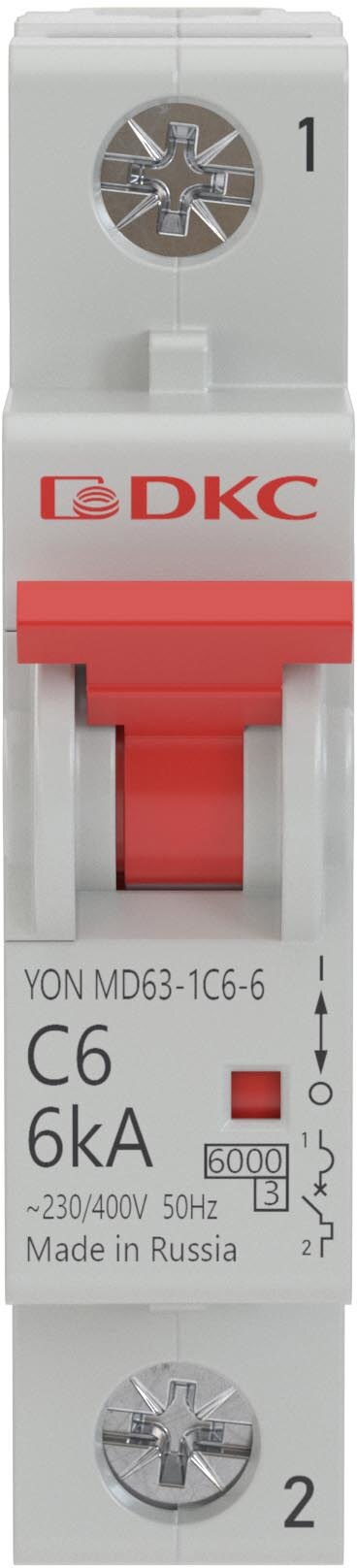 Автоматический выключатель DKC YON MD63 1P 6A для защиты электросети 84598663