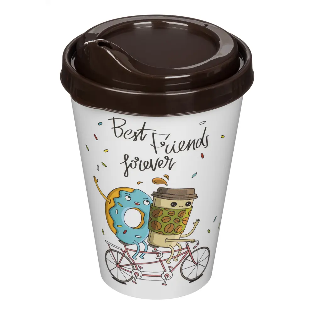 Стакан с крышкой Delinia Best Friends Forever 420 мл пластик цвет белый STLM-2195974 - Вид №1