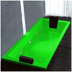 Ванна Gruppo treesse Quadra 199 V073B-DX-ZEZ зелёная с золотой фурнитурой и гидромассажем и дезинфекцией прямоугольная встроенная правая