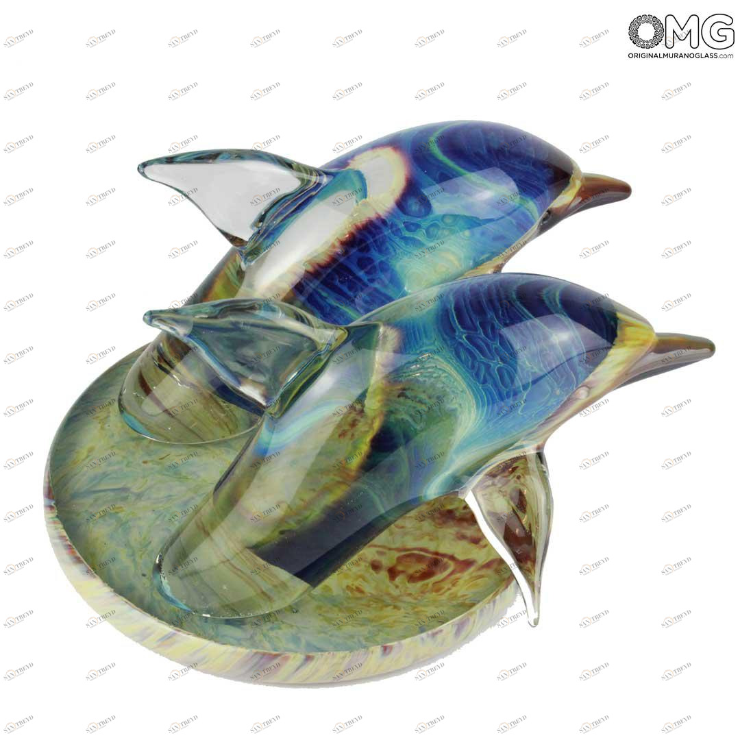 1588 ORIGINALMURANOGLASS Скульптура Дельфины - автор Andrea Tagliapietra - муранское стекло 30 см 