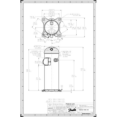 Danfoss DCJ — Герметичные спиральные компрессоры, R401A DCJ106T4LC8 Компрессор спиральный 121L5035 