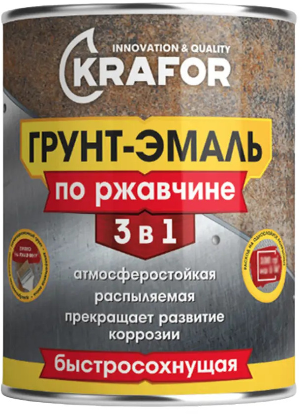 91051700 Грунт-эмаль по ржавчине 3 в 1 Krafor 3438 полуглянцевый цвет серый 2.7 кг STLM-0853055