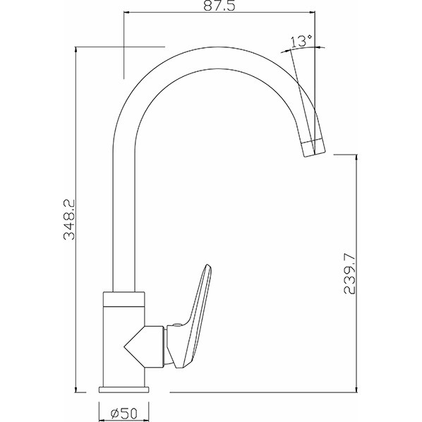 35-03L TALAY  Смеситель для кухни  ARGO kran 3503ltalay - Вид №1