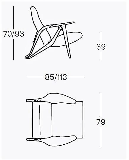 Кресло с откидной спинкой из ткани или кожи Zanotta Carlo Mollino CM 2020 ARCH-00029133 - Вид №9