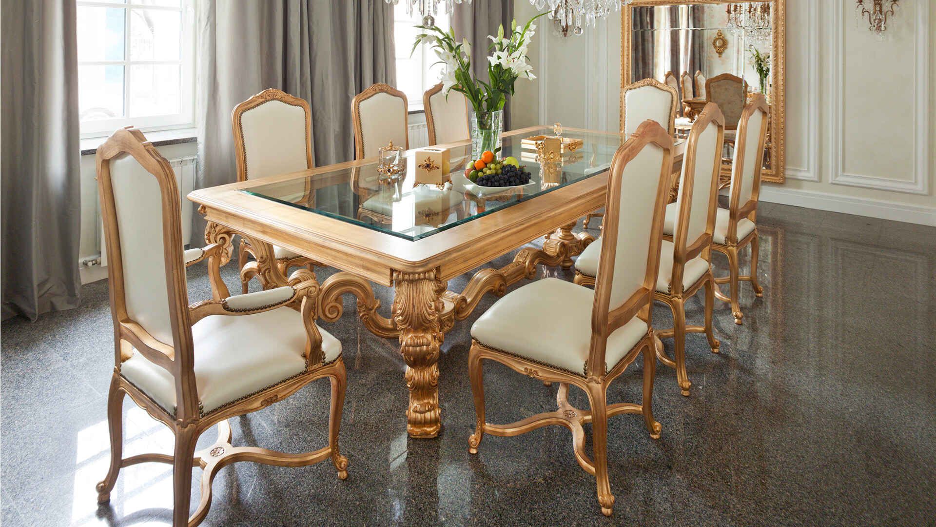 Стол в стиле барокко с хрустальной столешницей ANGELO CAPPELLINI Timeless Italian Style ARCH-00106697