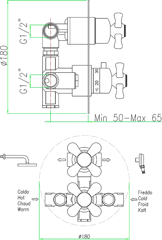 AM970902010 Смеситель для душа , золото Webert Armony - Вид №1