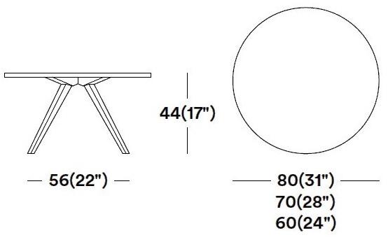 Tirolo Круглый журнальный столик из массива дерева Milano 083 h44 t - Вид №1