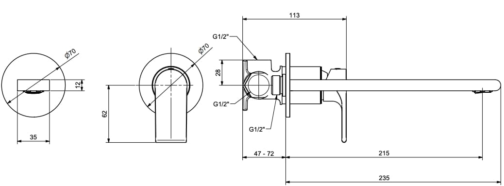 Однорычажный настенный смеситель для раковины Bugnatese Simple ARCH-00026115 - Вид №1