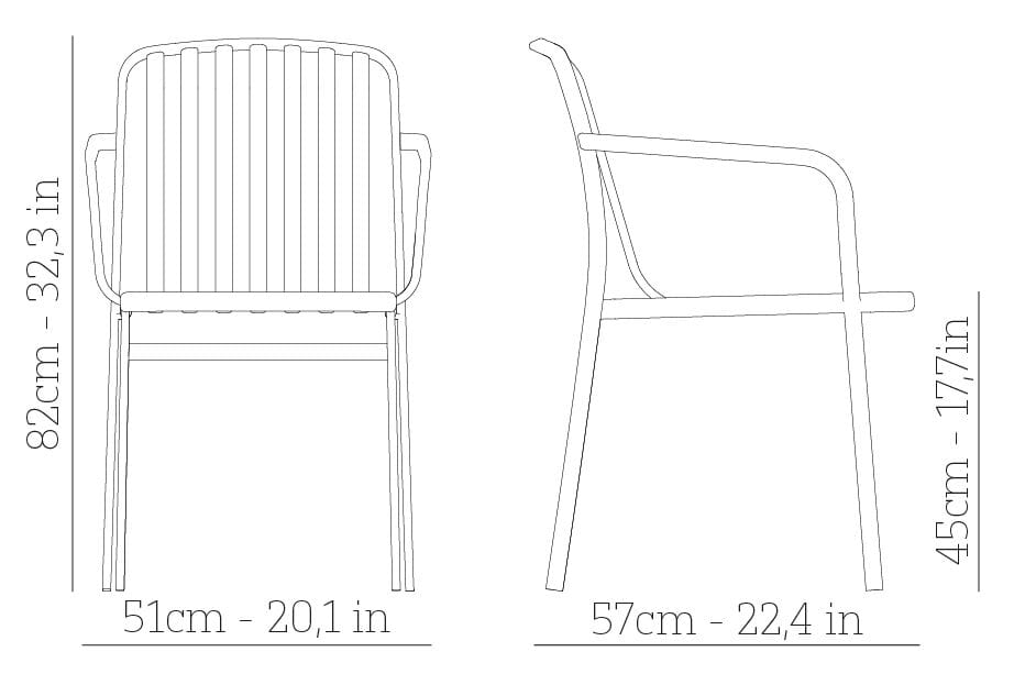 Стальной штабелируемый садовый стул с подлокотниками BABEL D Kano ARCH-00026332 - Вид №4