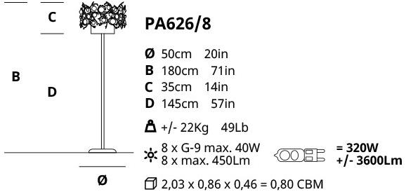 Serip Торшер галогенный из бронзы с кристаллами Diamond Pa626/8 - Вид №2