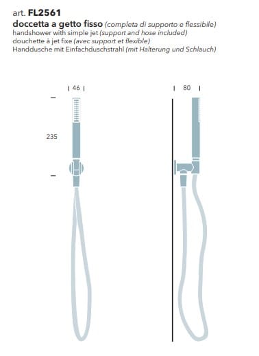 Металлический настенный ручной душ с системой защиты от накипи с держателем Ceramica Flaminia Fold ARCH-00079589 - Вид №2