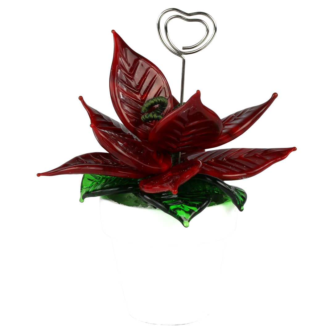 4277 ORIGINALMURANOGLASS Держатель для карт-указателей мест за столом Рождественник - муранское стекло OMG  см  - Вид №1