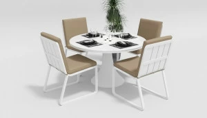 Обеденная группа белая на 4 персоны, металл, Voglie round GARDENINI  00-3885817 Бежевый;белый