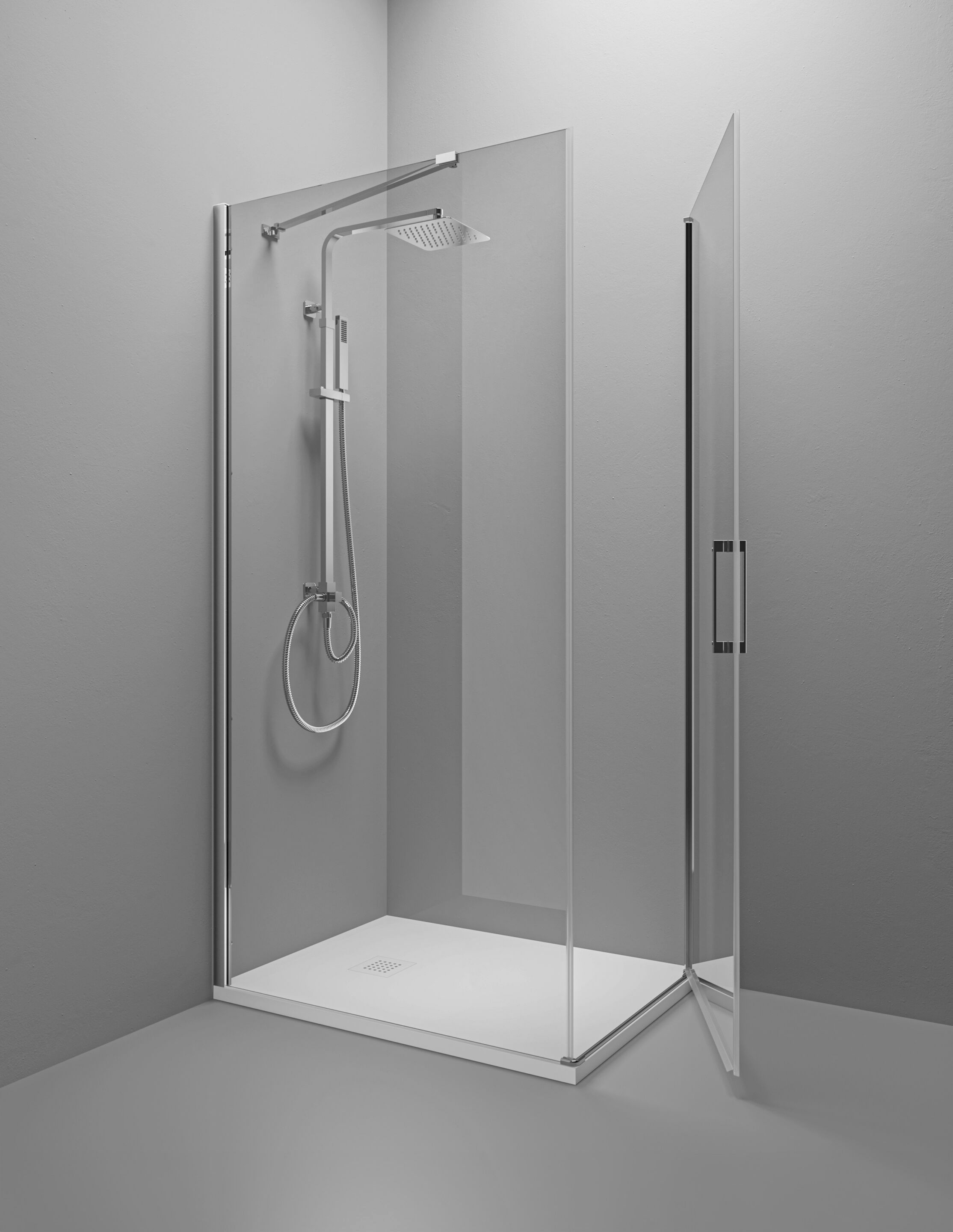 Алюминиевая и стеклянная угловая душевая кабина с распашной дверью TAMANACO SWING ARCH-00114950 - Вид №9