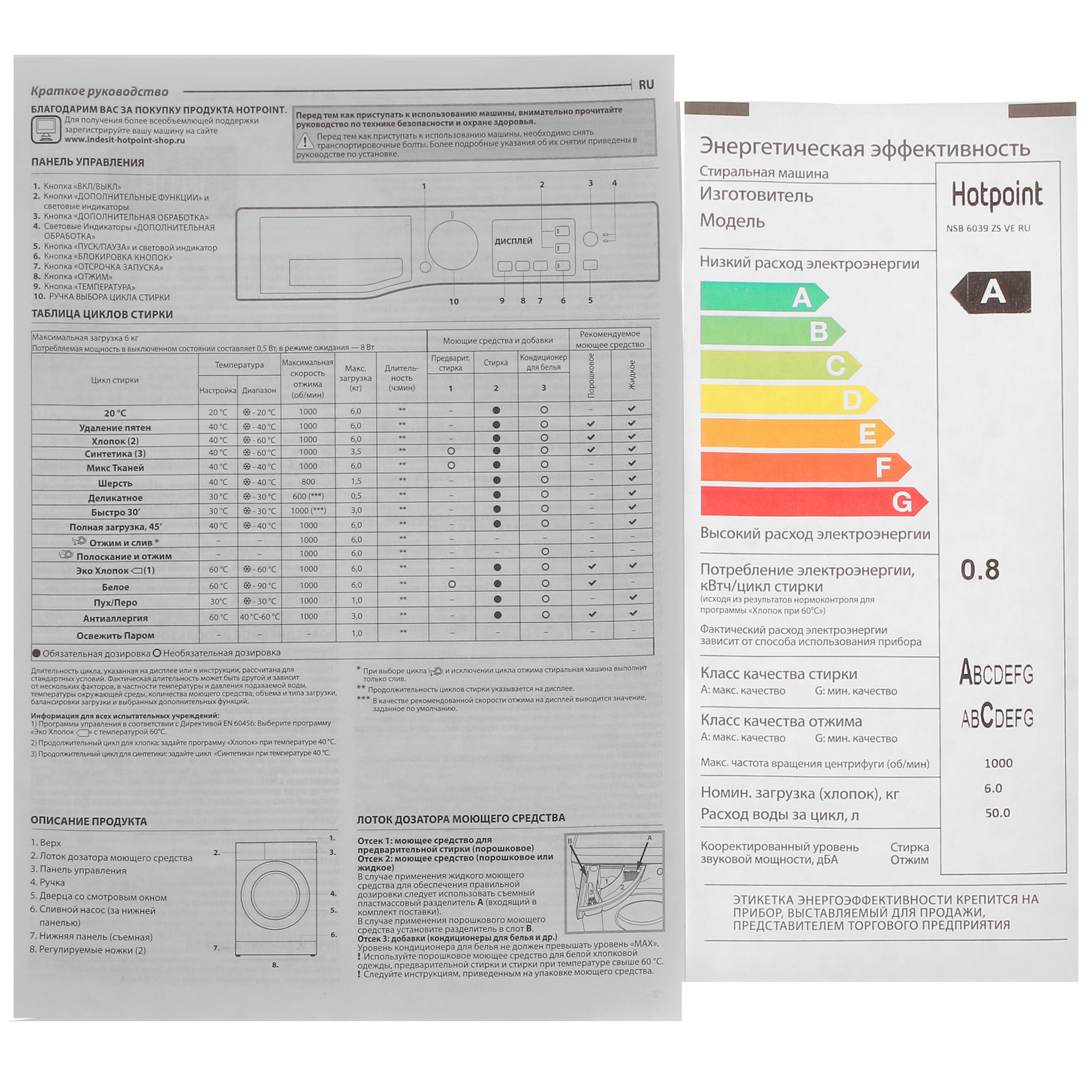 9960615 Стиральная машина Hotpoint NSB 6039 ZS VE RU белый STDN-0003365 - Вид №12
