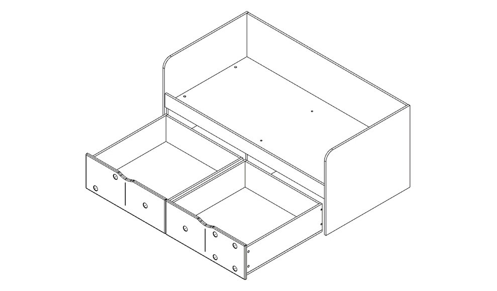 Детский диван-кровать с 2 ящиками "Продленка" МАНДАРИН ПРОДЛЕНКА 178744 Белый;черный Santreyd  - Вид №7