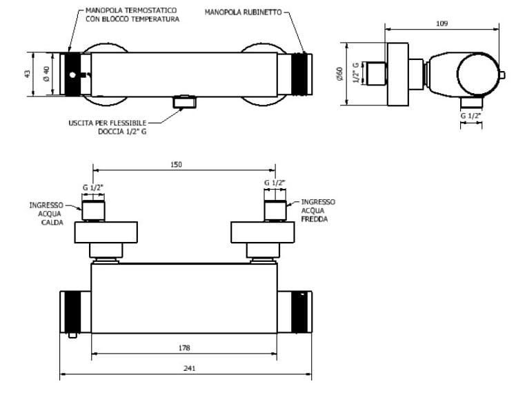 Термостатический смеситель для душа с 2 отверстиями Thermomat Thermo-mix ARCH-00141897 - Вид №2