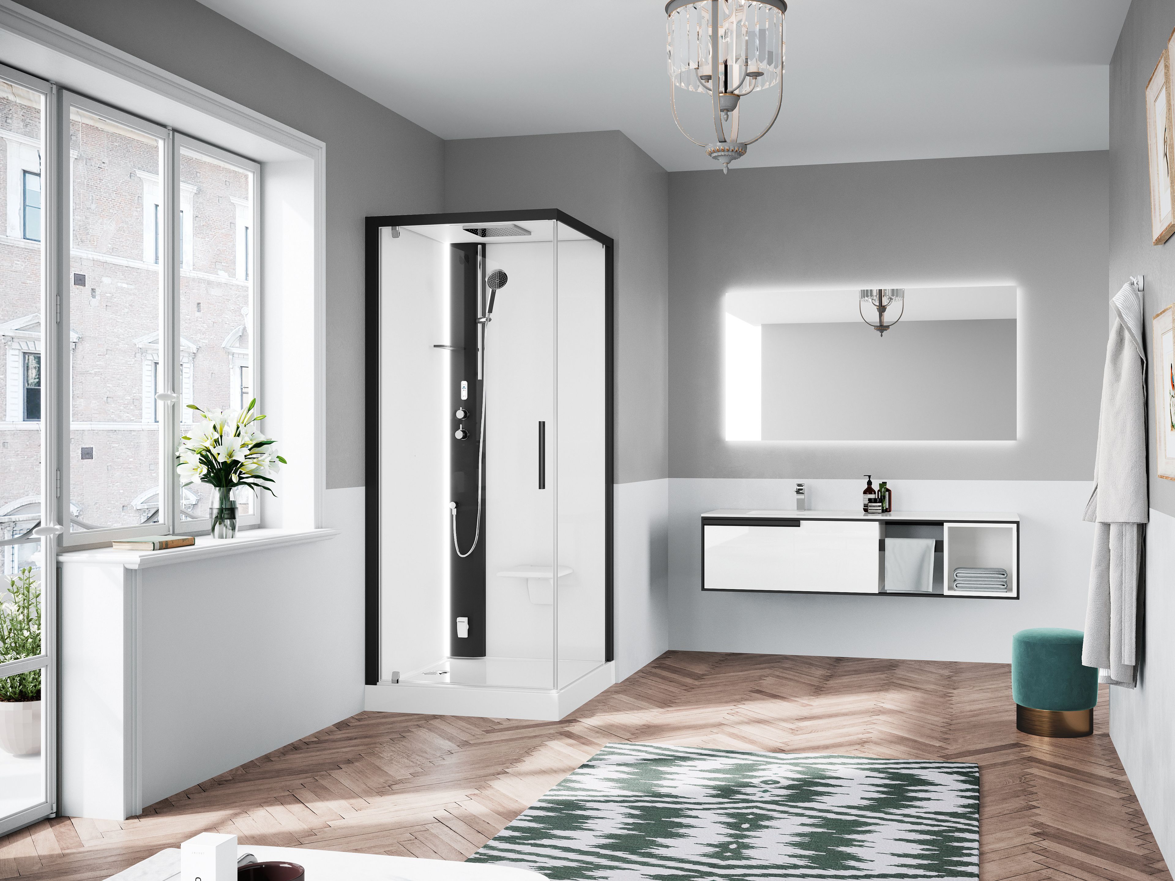 Угловая многофункциональная душевая кабина Novellini Glax 1 2.0 ARCH-00135105