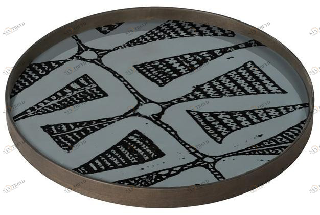 Ethnicraft Круглый поднос из дерева и стекла Wabi sabi 20460