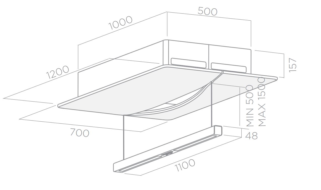 EMPTY SKY WH/F/120-PRF0120973 Вытяжки / .techne.каминная, 120 см, 1500 куб.м., сенсорное управление, белый Elica  - Вид №3