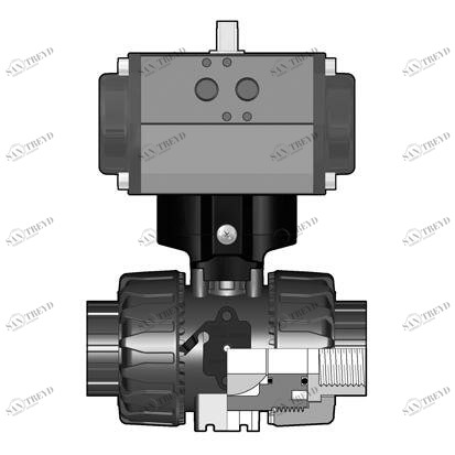 SANIT 227447010200040 2/2-ходовой шаровой кран ВКД, PP, R 1/2 "- R 2", резьбовая втулка, NO 