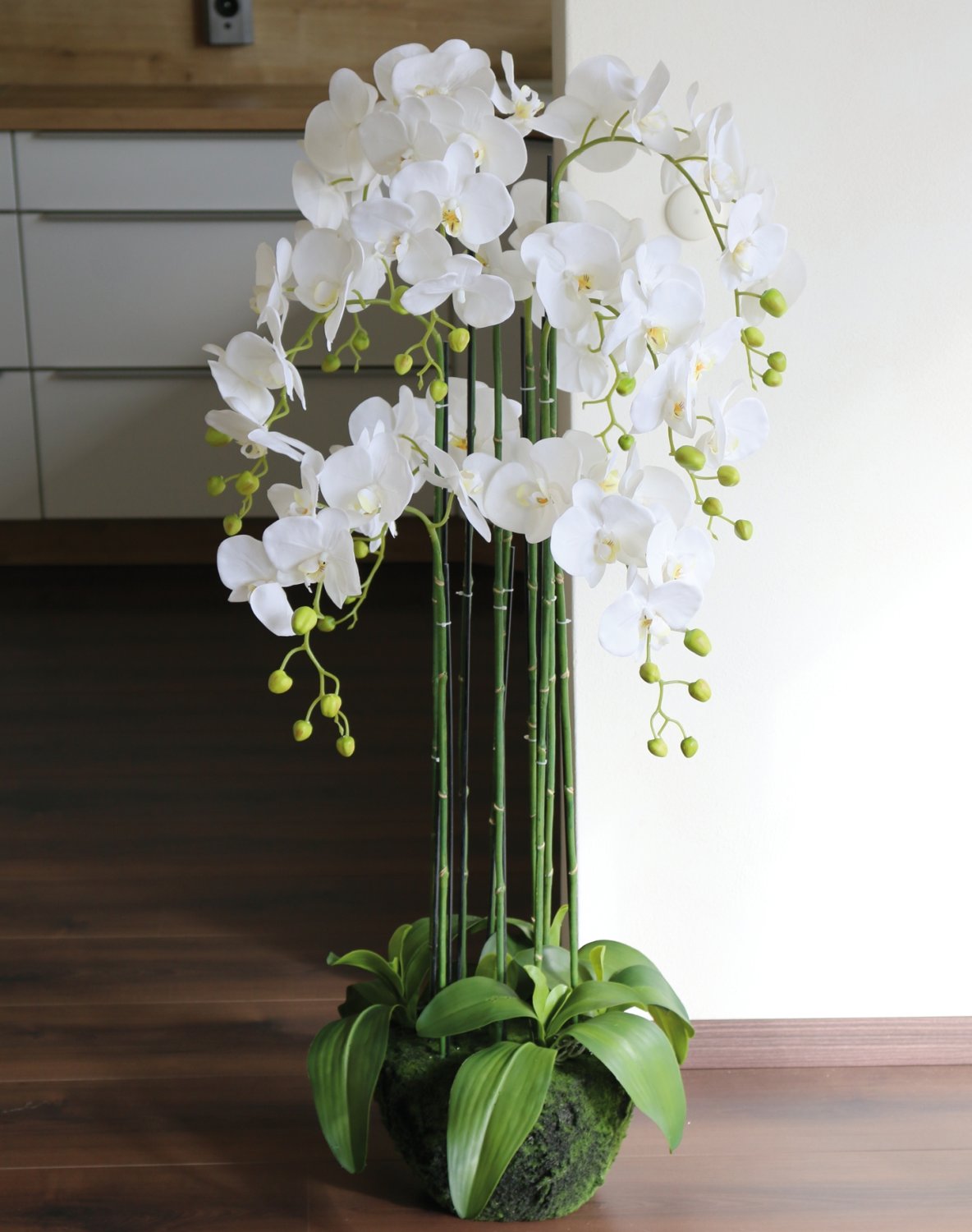 2860 777 a3 Пластиковая орхидея Phalaenopsis с 'почвой', 9-кратная, 120 см, real touch, белая H-andreas  - Вид №15