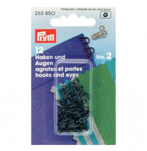 263850 Крючки плательные №2 средние x 15 мм в блистере 12 шт. черные PRYM