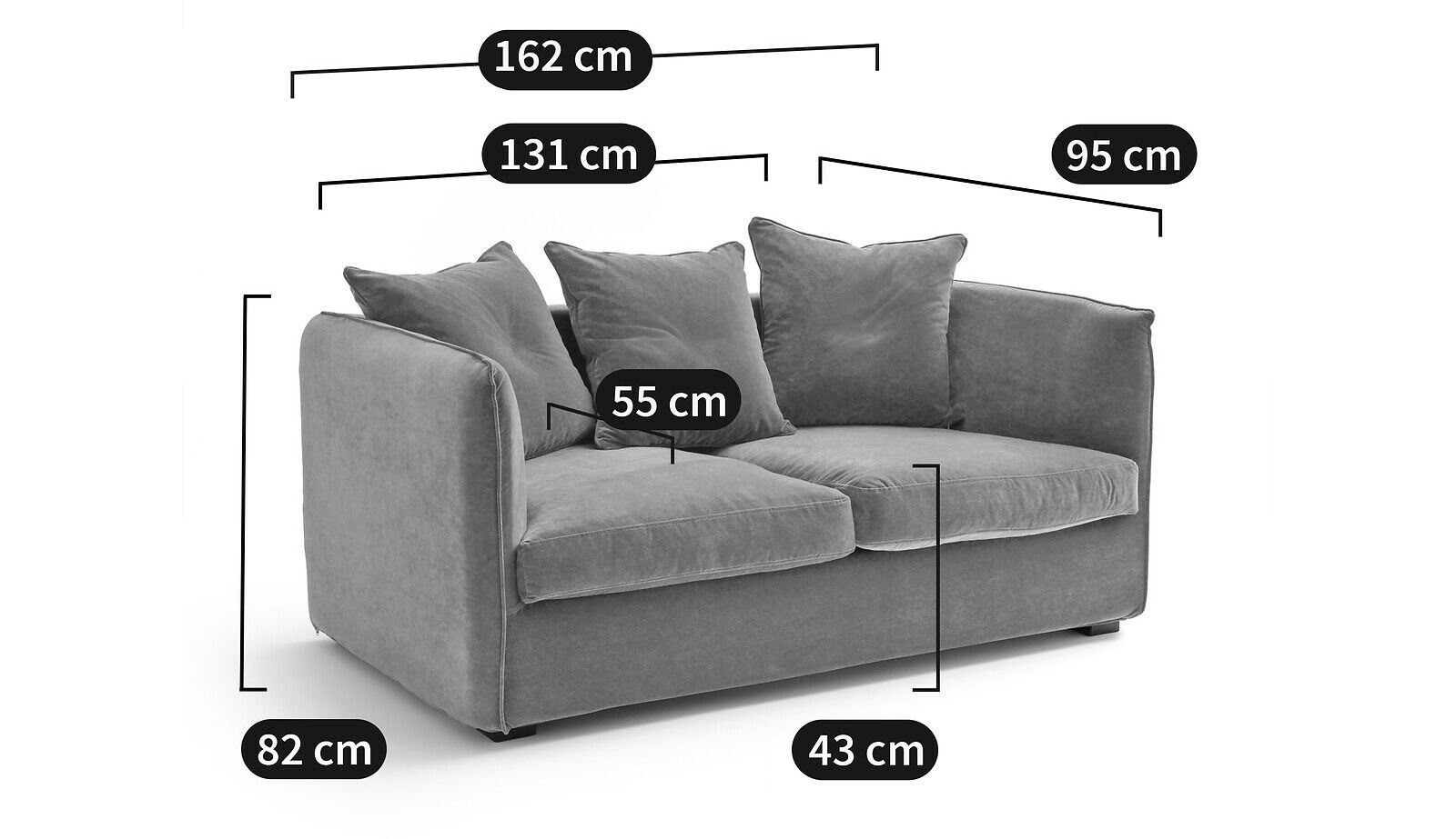 2-местный съемный тканевый диван AMPM NEO CHIQUITO ARCH-00038791 - Вид №16