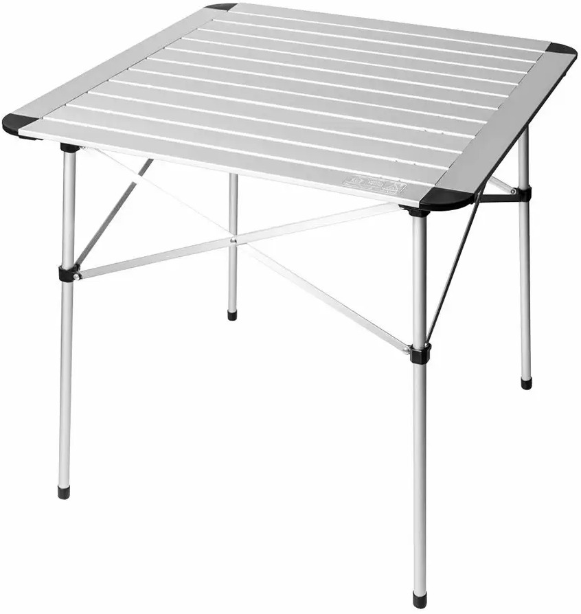 91009729 Нераздвижной садовый стол складной Camping world Easy Table 69 см x 69 см x 69 см алюминий серый/серебристый STLM-0438466
