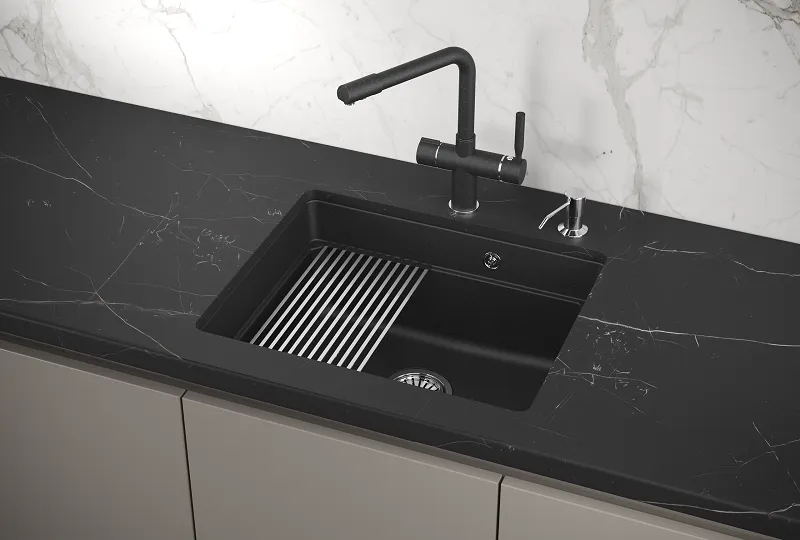KS-5501U, ЧЁРНЫЙ, кухонная мойка, кварц GRANULA 5501U-ST308