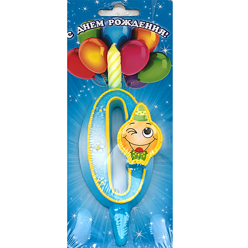 3200 Свеча для торта цифра "Смайлик" 4 x 11.5 см 20 г 0 Омский Свечной 