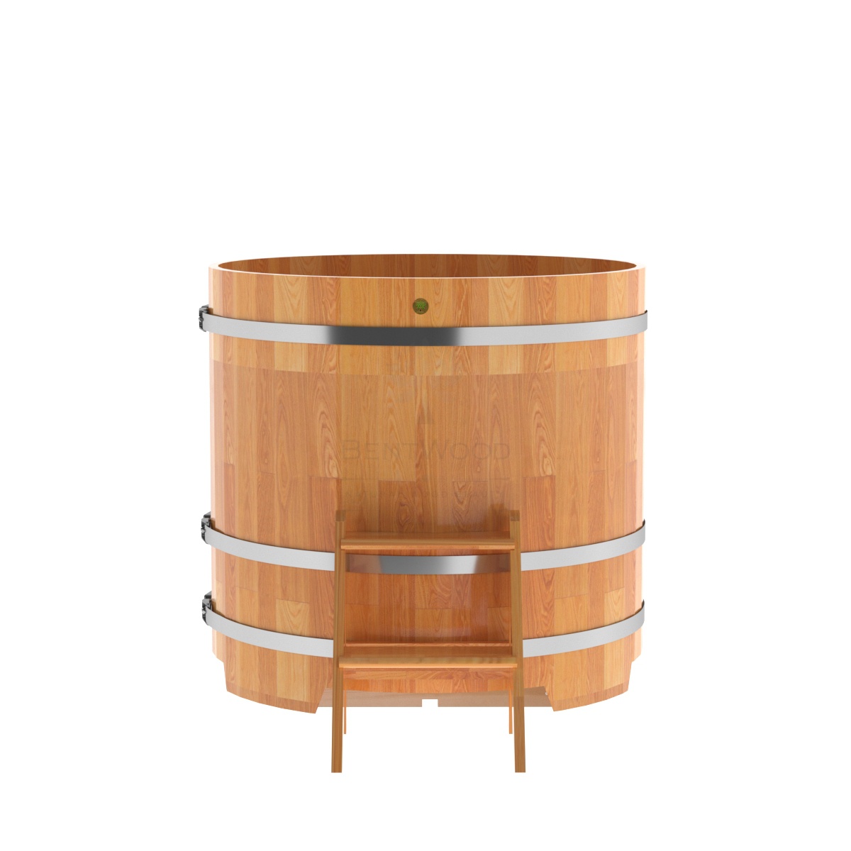 1503 Купель круглая из сращенных ламелей лиственницы d=1,17х1,1 натуральная Alyarus  - Вид №3