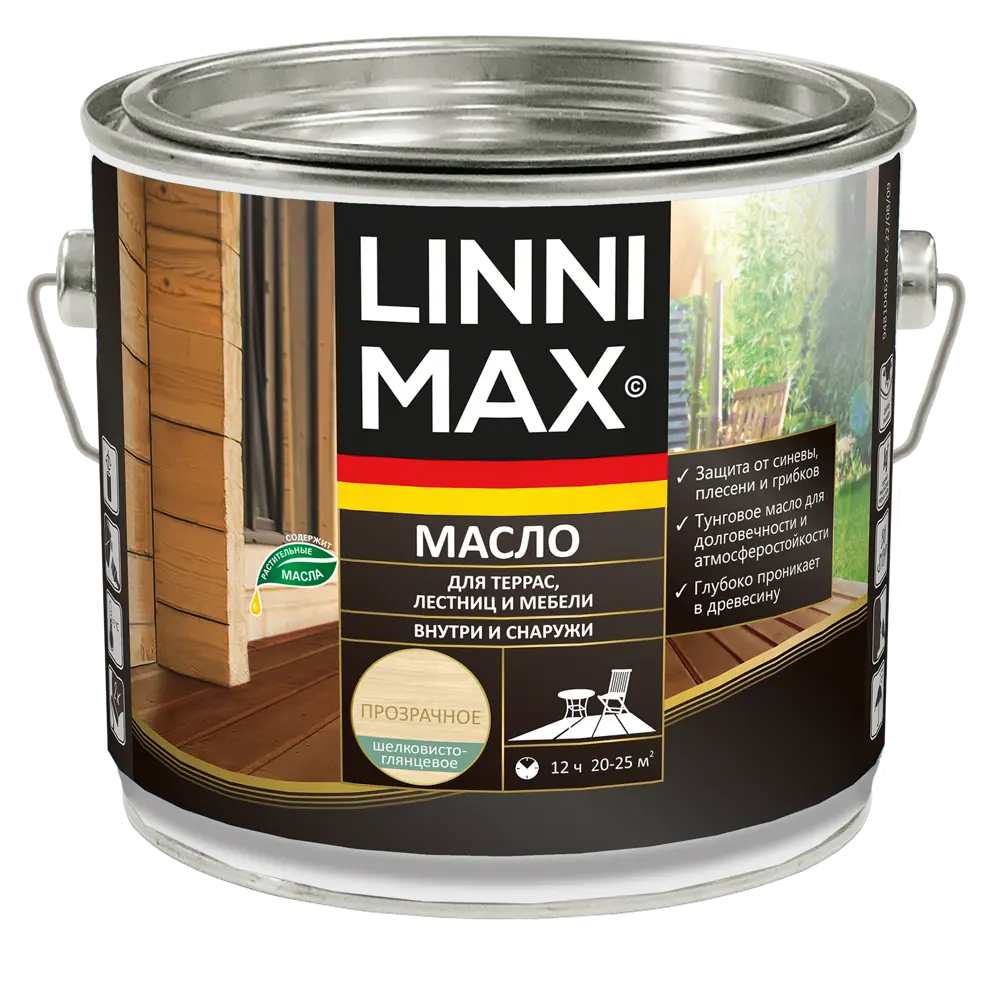 Защитное масло для террасы и мебели Linnimax лессирующее цвет прозрачный 2 л STLM-2122666