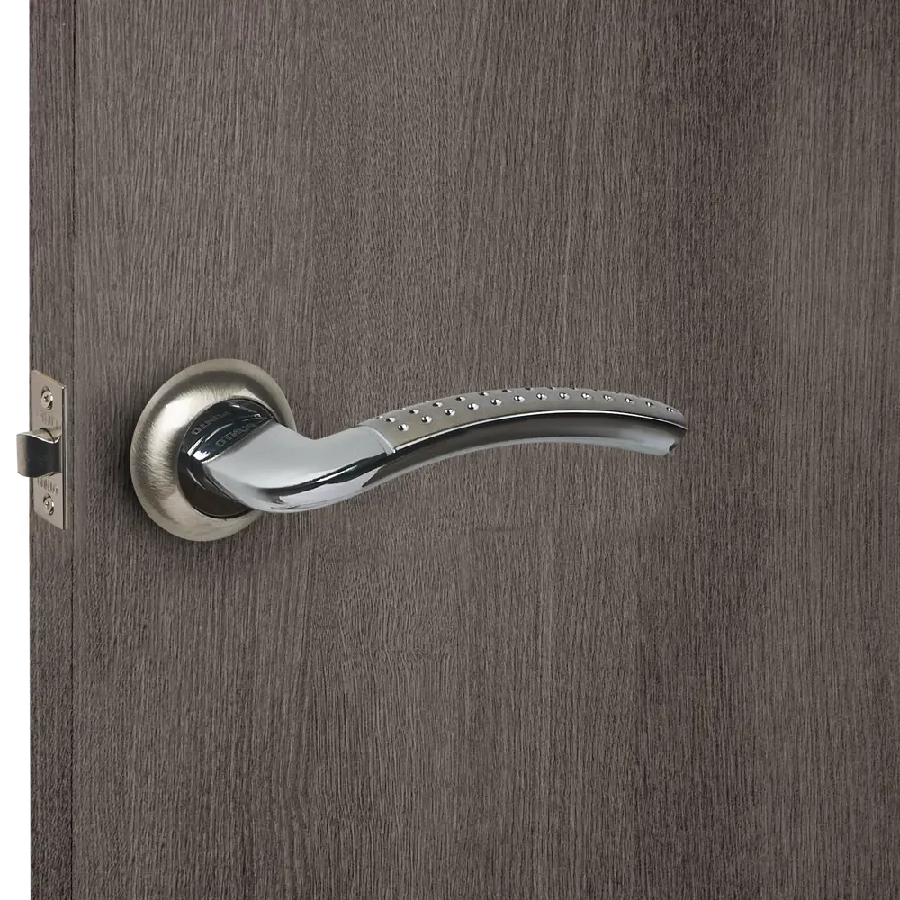 Ручки дверные на розетке Logica 4 алюминий цвет матовый никель/хром PUNTO STLM-2020128 - Вид №6