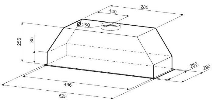 8184303 Вытяжка полновстраиваемая KRONA RUNA 600 PB черный STDN-0042426 - Вид №8