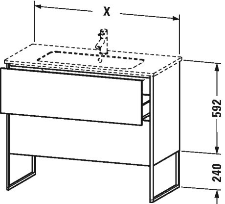XS444502222 XSquare Тумбочка напольная Белый глянцевый декор Duravit - Вид №3