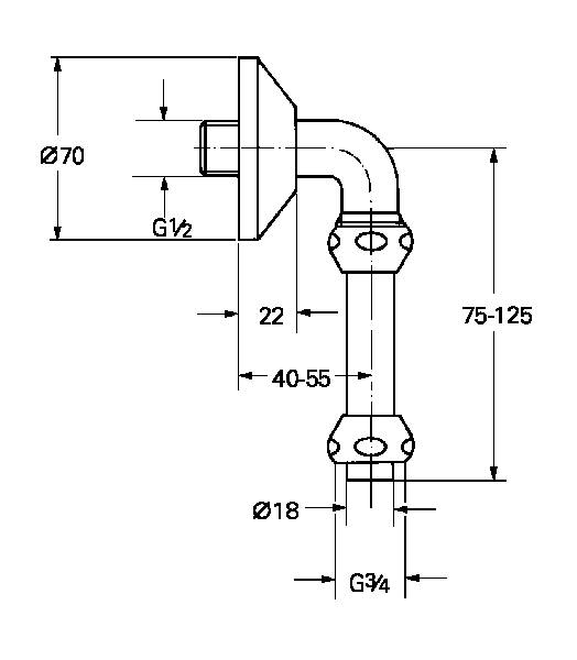 Отвод GROHE (присоединительная трубка Ø 18 мм) (12011000) Spare Parts - Вид №1