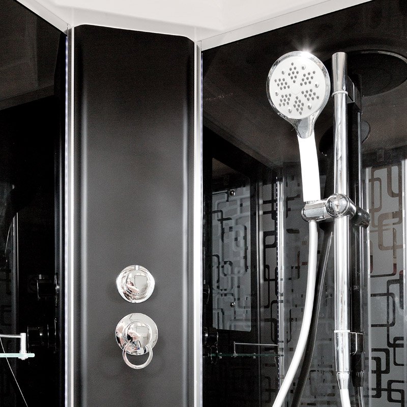 ЕМ1510 с гидромассажем (гм.) Душевая кабина DETO Серия EM BМ1510 LED BLACK - Вид №4