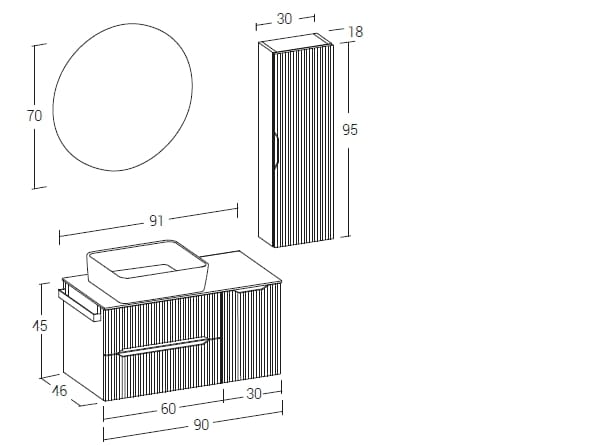 Деревянный подвесной умывальник со встроенным умывальником LEGNOBAGNO Verso ARCH-00143417 - Вид №3