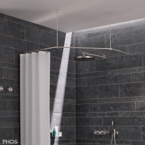 DSFE1200 Пятиугольный карниз для душевой занавески, 120 x 120 см, для привинчивания PHOS