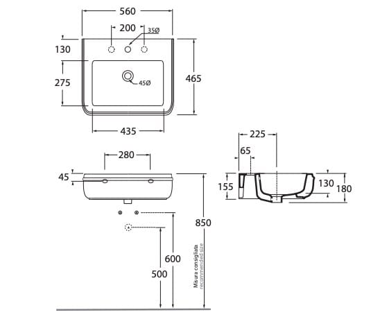 Прямоугольная столешница Azzurra Ceramica CHARME ARCH-00097537 - Вид №3