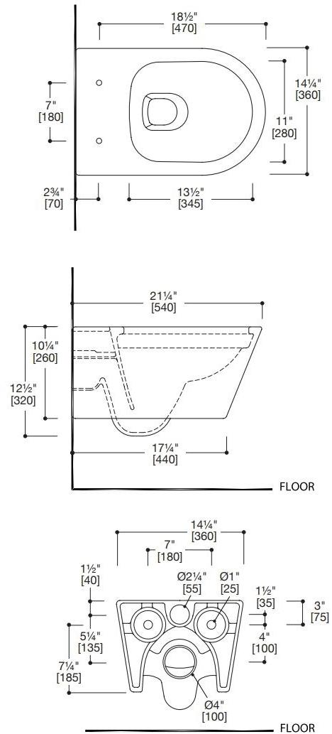 Lw6030a Подвесной унитаз настенный Белый Blu Bathworks® METRIX Америка - Вид №1