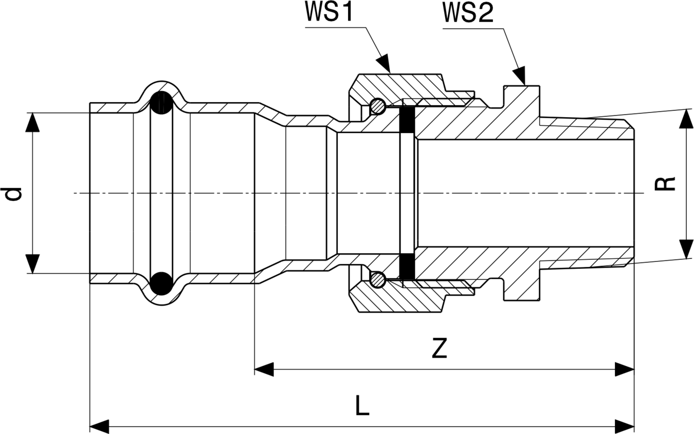 438 272 Модель 2365 Трубопроводные системы  Sanpress Inox  Резьбовые соединения Santreyd  - Вид №3