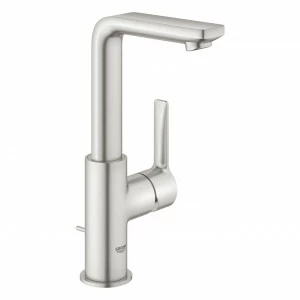 Смеситель для раковины GROHE Lineare New, с донным клапаном, высокий излив, суперсталь (23296DC1)