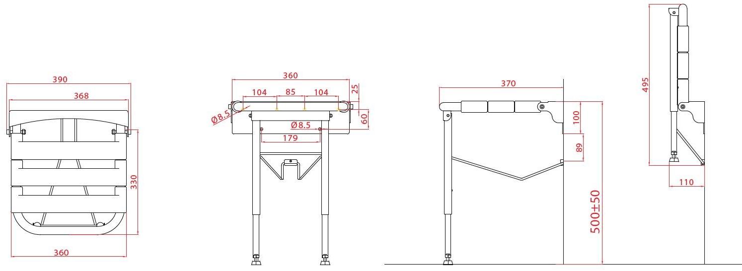 Goman Складное сиденье для душа с усиленными ножками Leonardo deluxe Leo-x816/07 - Вид №1