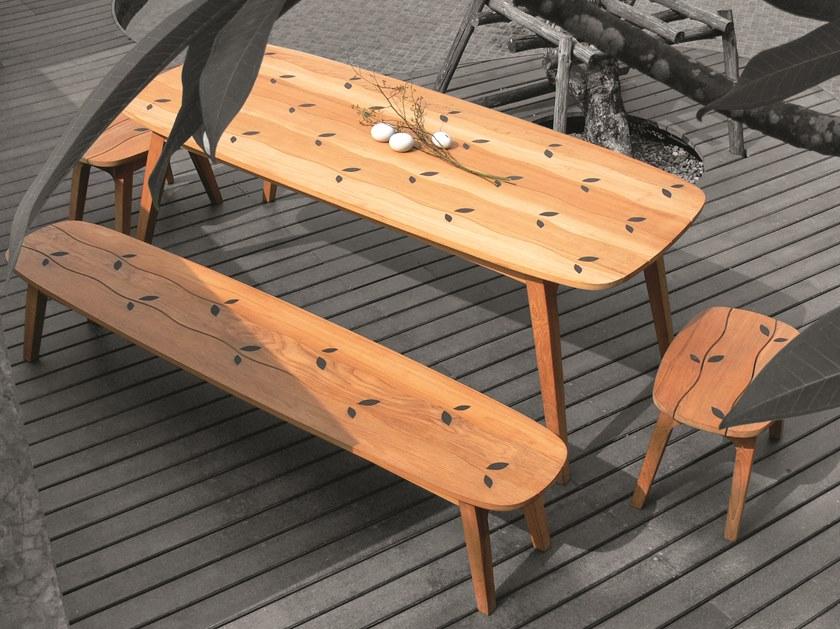 MOBIKA GARDEN Низкий садовый табурет из тика Wave sun-id-1428881 - Вид №1