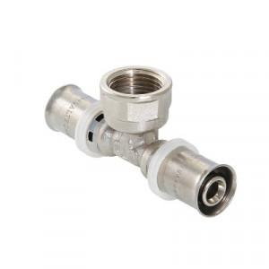 VTm.232.N.200420 Пресс-фитинг – тройник с переходом на внутреннюю резьбу Valtec 20 мм х 1/2" х 20 мм