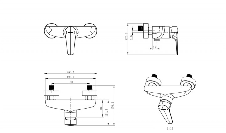 Смеситель для душа ARDEN F9351385CP-01-RUS bravat  - Вид №1