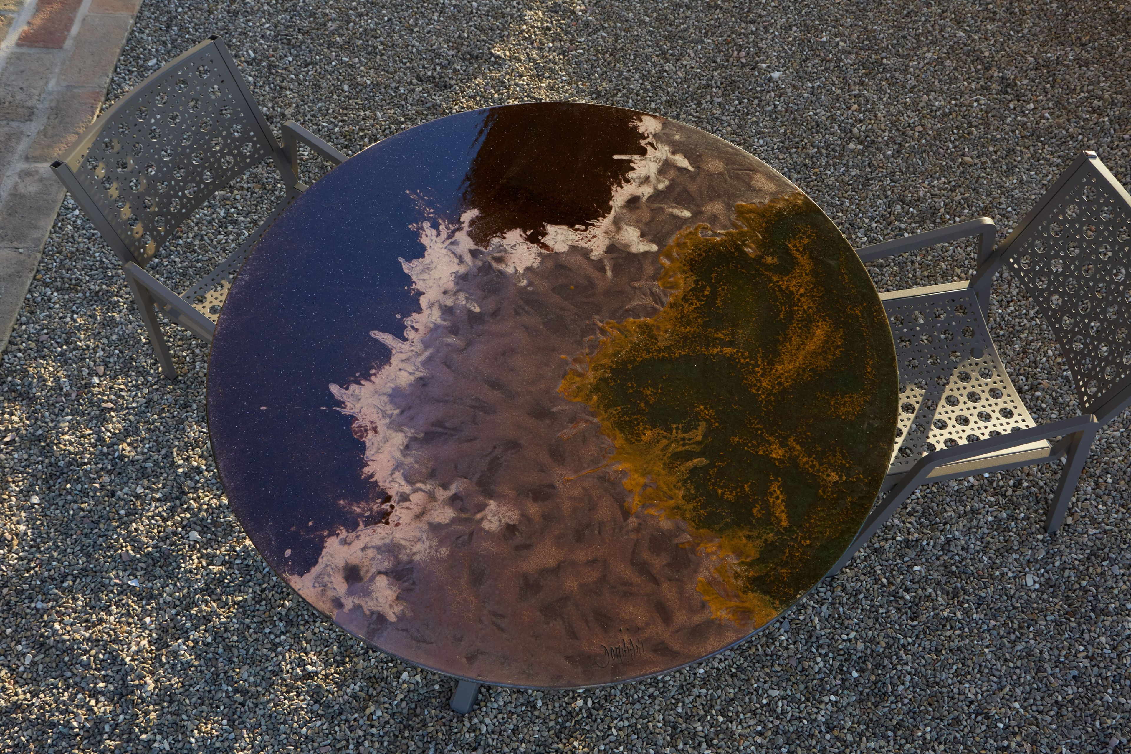 Круглый стол из фаянса и нержавеющей стали DOMIZIANI современный ARCH-00140654 - Вид №1