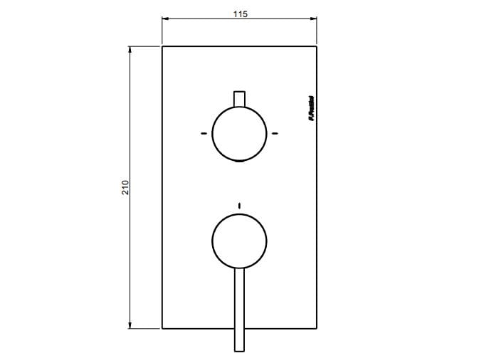 Смеситель для душа с 2 отверстиями и переключателем Rubinetterie Frattini Pepe XL 316 ARCH-00145645 - Вид №2